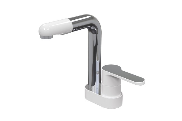 Single lever pull-out basin mixer
