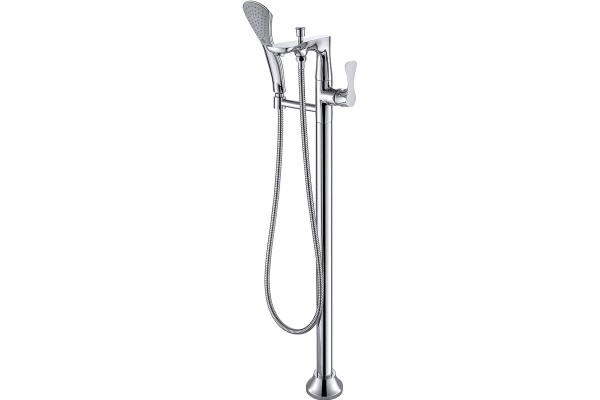 Floor-mounted pillar bathtub mixer